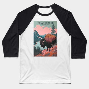 Yellowstone National Park Buffalo Vintage Travel Poster Baseball T-Shirt